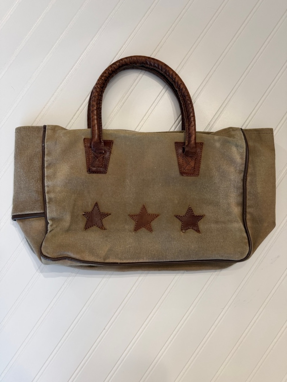 Mona B Canvas Three Star Snap Tote Canvas Bag Western Boho Celestial